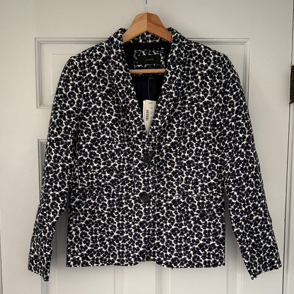 J. Crew Schoolboy Navy and White Floral Blazer